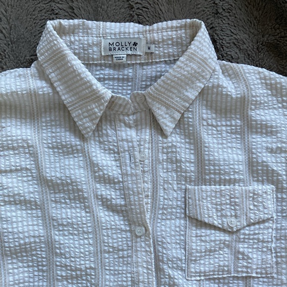 Molly Bracken Button top textured striped tie front medium - Picture 2 of 5